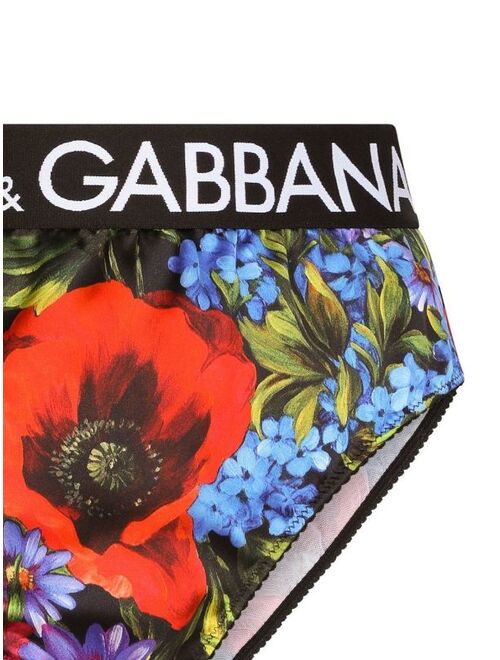 Dolce & Gabbana floral-print logo-trim briefs