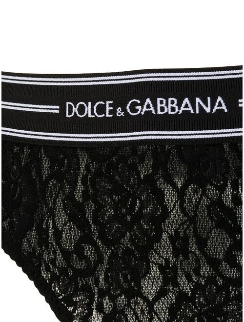 Dolce & Gabbana logo-waistband lace briefs