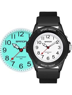 SOCICO Kids Analog Watch for Boys Girls, Waterproof Time Teaching Watch with Night Light, Easy to Read and Learning Time for Children 12-18