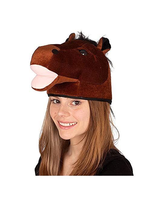 Tigerdoe Farm Animal Hats Set- Animal Costume Hat- Farm Dress Up- Plush Rooster, Horse, Sheep- 3 Pc Set