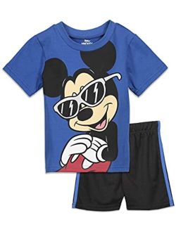 Mickey Mouse Donald Duck Baby Athletic Graphic T-Shirt and Mesh Shorts Outfit Set Infant to Little Kid