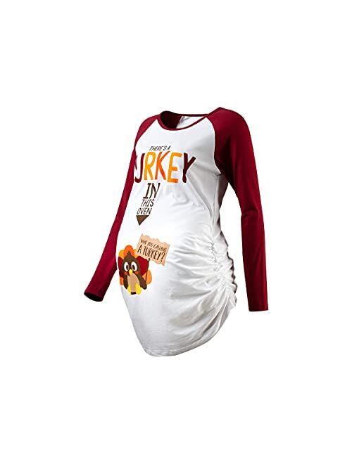 Detigee Matching Thanksgiving Shirt Turkey Costume Maternity Long Sleeves Top
