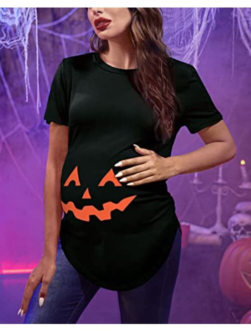 Spadehill Women Halloween Short Sleeve Maternity Shirts