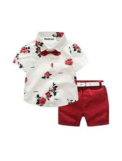 Mubineo Toddler Little Boy Kids Summer Floral Shirt Bermuda Shorts Outfit Set Clothes