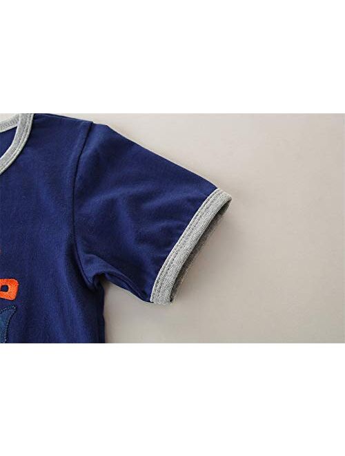 Hileelang Boys Summer Outfits Short Sleeve T-Shirt & Shorts Sets Playwear Clothes 2 Piece 2-7Y