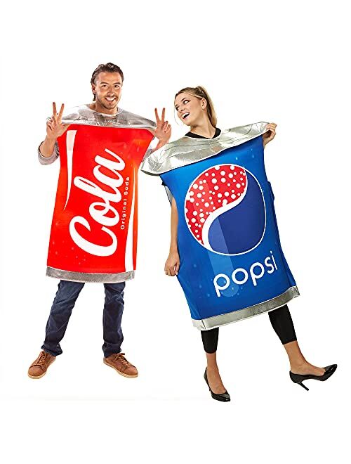 Hauntlook Cola vs Popsi Couples Halloween Costume - Funny Soda Pop Cans, Soft Drink Outfit