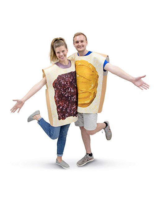 Hauntlook Peanut Butter & Jelly Adult Couple's Halloween Costume - PBJ Funny Food Outfit Tan