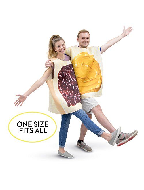 Hauntlook Peanut Butter & Jelly Adult Couple's Halloween Costume - PBJ Funny Food Outfit Tan
