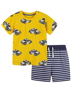 Hileelang Toddler Boy Summer Short Sets Outfits Cotton Casual CrewNeck Short Sleeve Playwear Clothes Sets