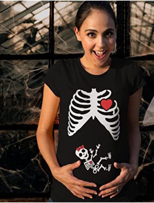 Tstars Maternity Halloween Shirt Skeleton Baby Girl Xray Couples Matching Shirts
