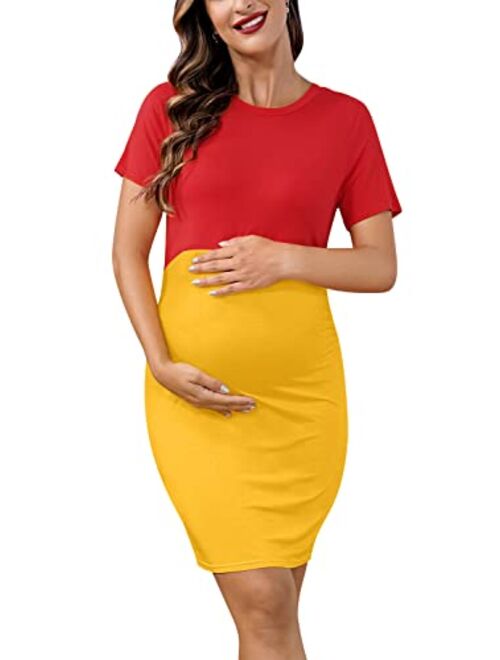 For G and PL Women's Halloween Short Sleeve Maternity Mini Dress