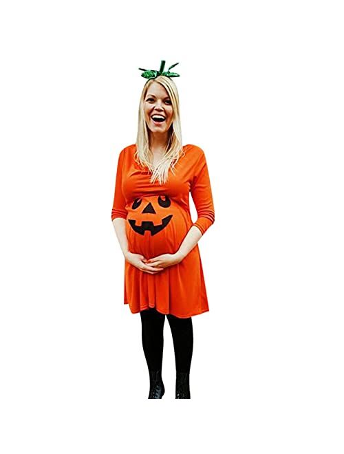Generic Clothes Women Maternity Pumpkin Fashion Halloween Dresses Mom Pregnancy Maternity Dress Lane Jacket