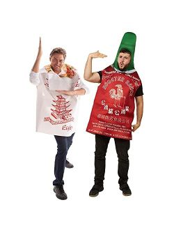 Chinese Takeout and Rooster Sauce Halloween Couples Costume - Funny Food Outfit