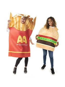Classic Burger & Fries Couples Halloween Costume - Unisex Funny Food Party Suit