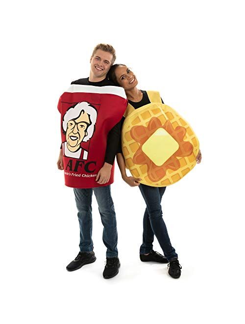 Hauntlook Chicken & Waffles Couples Costume - Breakfast Food Outfit for Halloween Pairs