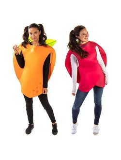 Apple & Orange Halloween Couples Costume - Adult Unisex Funny Fruit Food Outfits