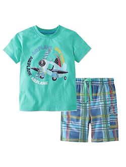 LMYOVE Toddler Little Boys Short Sleeve T-Shirt and Short Sets Summer Outfits Clothes
