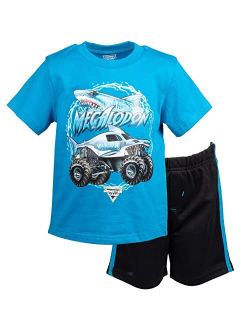 Monster Jam Trucks Short Sleeve T-Shirt & Athletic Mesh Shorts Set