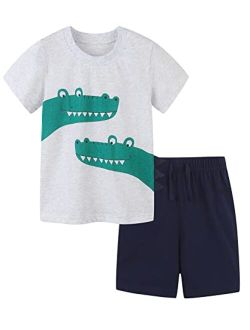 Bumeex Toddler Boy's Short Sleeve T-Shirt and Short Outfit Set 2-7T