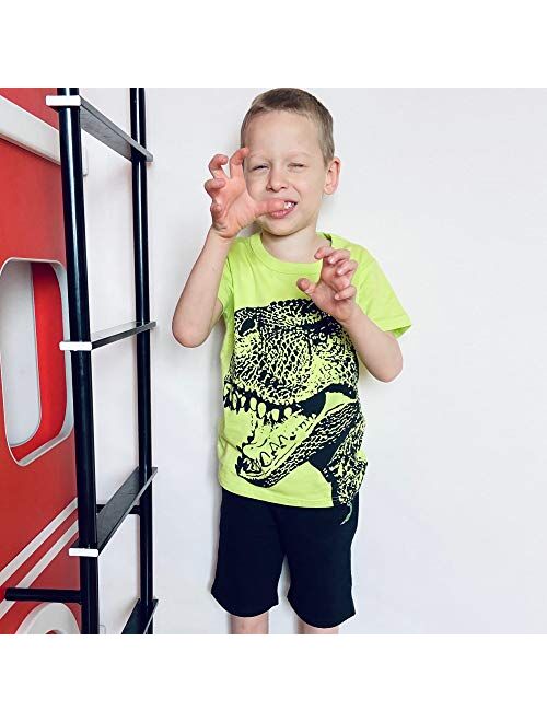 IjnUhb Toddler Boy Clothes Cartoon Cotton Summer Short Sleeve T-Shirt and Shorts Kids Outfit Set 2-7 Year