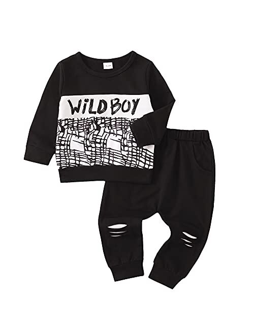 Kucnuzki Toddler Baby Boy Clothes Long Sleeve Top Shirt Boy Pants Kids Little Boy Clothing Sweatsuits Fall Outfits Boy