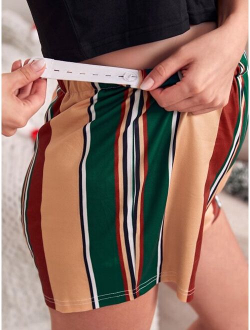Shein Maternity Tank Top & Adjustable Waist Colorblock Shorts Lounge Set