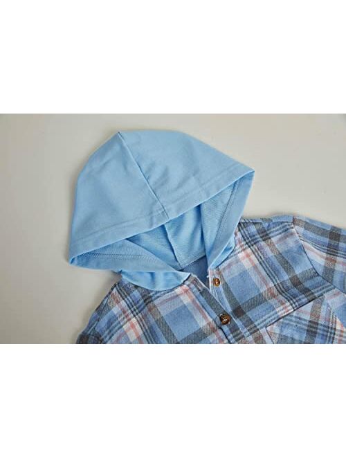 thefabland Girls' Hoodies Kids Long Sleeve Plaid Shirts Button Down Cute Jackets Tops