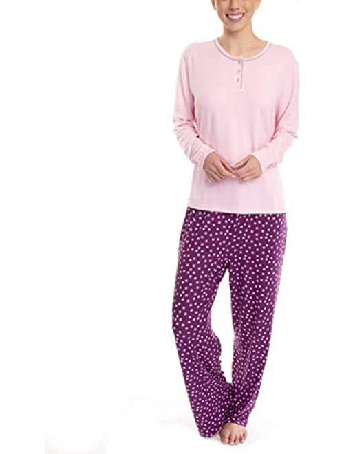 Hanes Women's Dreamscape Longsleeve Top and Pajama Bottom Butter Knit Sleep and Lounge Set