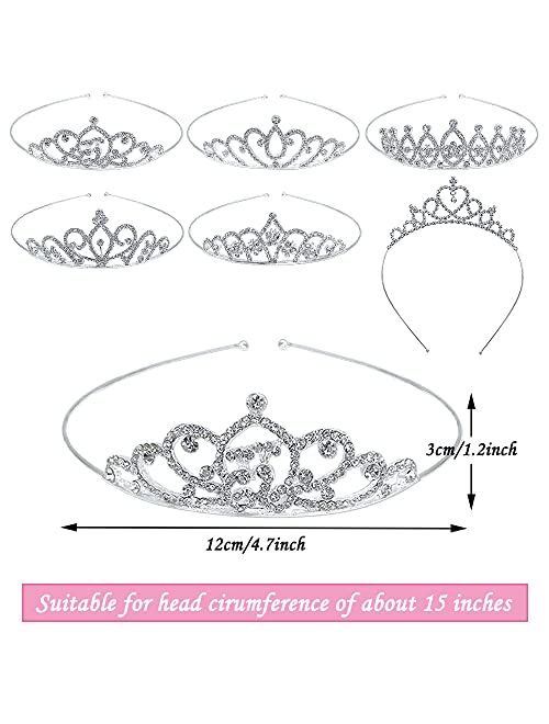 Krgiqn 6Pack Girls Crystal Tiara Crown,Rhinestone Princess Headband for Kids Birthday Party,Wedding,Pageant,Prom