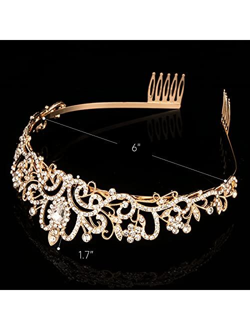 Nljihkure Crystal Tiara Crowns For Women Girls Princess Elegant Crown with Combs Women's Headbands Bridal Wedding Prom Birthday Party