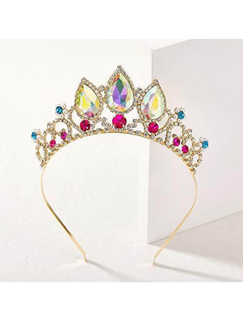 SWEETV Princess Tiaras for Little Girls, Kids Dress-up Crown Headband, Birthday Wedding Halloween Cosplay Hair Accessories