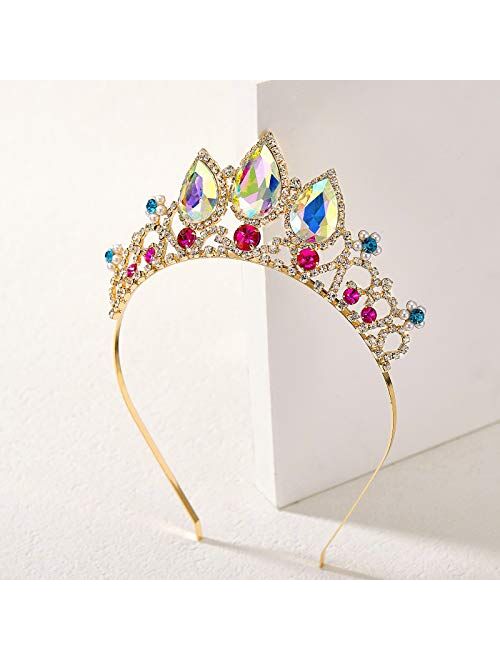 SWEETV Princess Tiaras for Little Girls, Kids Dress-up Crown Headband, Birthday Wedding Halloween Cosplay Hair Accessories