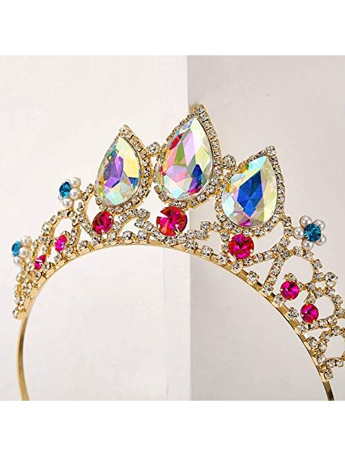 SWEETV Princess Tiaras for Little Girls, Kids Dress-up Crown Headband, Birthday Wedding Halloween Cosplay Hair Accessories
