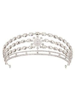 AW BRIDAL Silver Crowns for Women Wedding Tiara for Bride Rhinestone Princess Crown for Girls Bridal Crown for Pageant Prom Birthday Crystal Tiara(Silver)