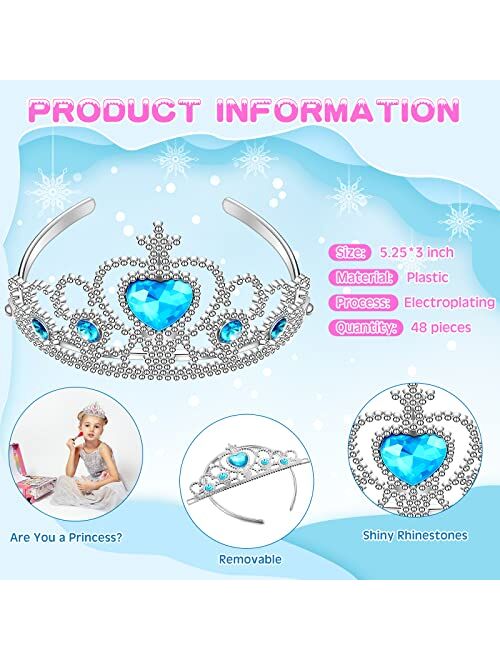 Bonuci 12 Pack Princess Crowns for Little Girls Tiara Crown Set Kids Dress up Costume Party Plastic Crown with Heart Stones Pink and Blue Tiara Crown for Girls Women Chil