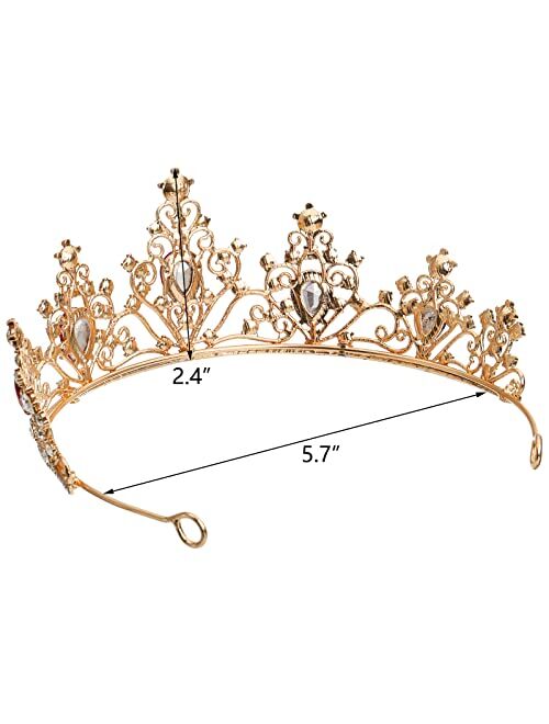 Hedume 3 Pack Gold Queen Crowns for Women Girls, Queen Tiaras with Rhinestone, Include 6 Pack Black Bobby Pin, Crystal Tiara Headbands for Birthday, Bridal Wedding, Model
