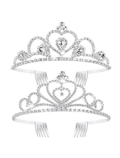 Buy Didder Silver Crystal Tiaras for Women, 2 Pcs Princess Crown with ...