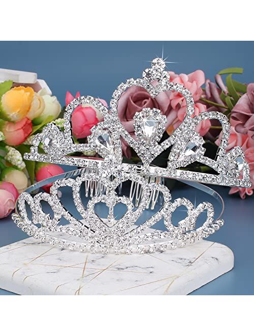 Didder Silver Crystal Tiaras for Women, 2 Pcs Princess Crown with Combs Tiaras for Girls Crowns for Women