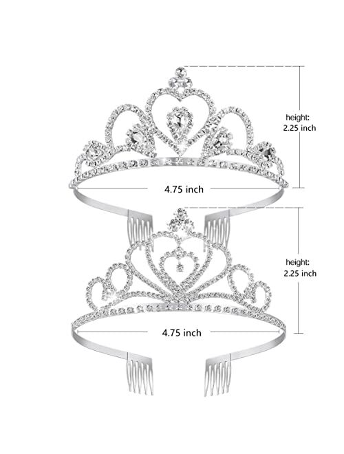 Didder Silver Crystal Tiaras for Women, 2 Pcs Princess Crown with Combs Tiaras for Girls Crowns for Women