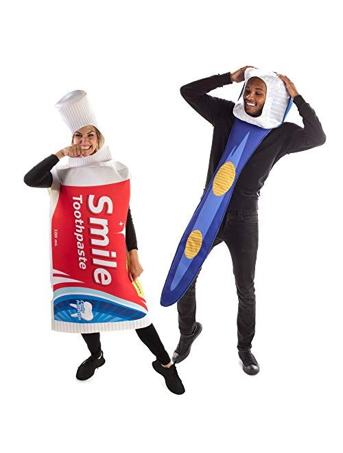 Hauntlook Toothpaste & Toothbrush Halloween Couples Costume - Unisex Adult Bodysuit