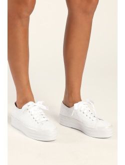 Triple Up White Sequin Platform Sneakers