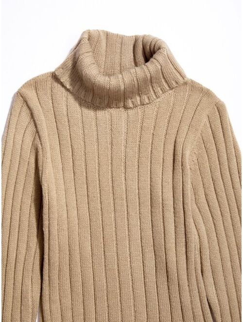 Shein Girls Turtle Neck High Low Ribbed Knit Sweater Dress