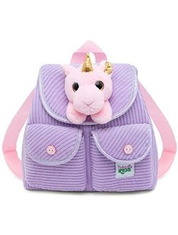 Naturally KIDS Small Unicorn Backpack - 3 - 4 Year Old Girl Gifts - Toddler Backpack for Girl Boy w Stuffed Animal - Toys for 3 Year Old Girls - w Pockets & Reflective Lo