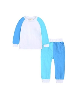 Kids Tales Little Boys&Girls 2 Pcs Solid Pajama Set Cotton Underwear Long Sleeve Sleepwear PJS