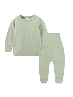 Kids Tales Little Boys&Girls 2 Pcs Solid Pajama Set Cotton Underwear Long Sleeve Sleepwear PJS