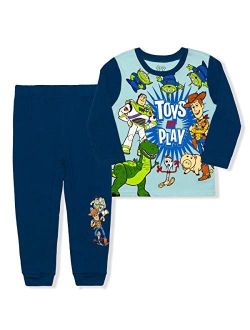 Pixar Boys 2 Piece Toy Story Long Sleeve Shirt and Jogger Pant Set, Blue/Light Blue