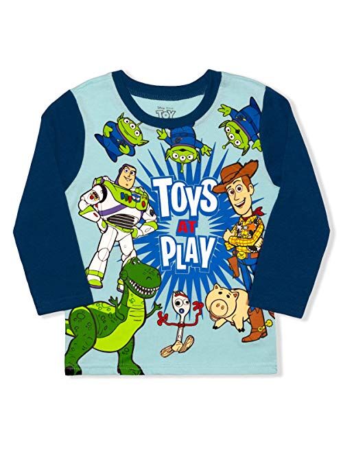 Disney Pixar Boys 2 Piece Toy Story Long Sleeve Shirt and Jogger Pant Set, Blue/Light Blue