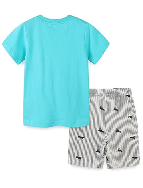 Funnymore Toddler Boy Cotton Summer Short Sleeve T-Shirt and Short Set