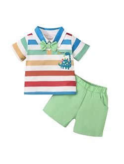 Renotemy Toddler Baby Boy Clothes Summer Outfits Cotton Short Sleeve T-Shirt Dinosaurs Shorts Set Boy Clothes Outfits Set