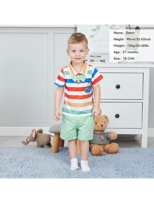 Renotemy Toddler Baby Boy Clothes Summer Outfits Cotton Short Sleeve T-Shirt Dinosaurs Shorts Set Boy Clothes Outfits Set